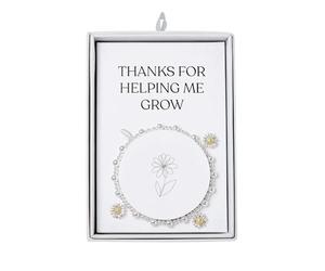 Philip Jones Thanks for Helping Me Grow Daisy Charm Beaded Stretch Bracelet with Gift Box
