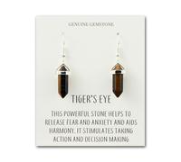 Philip Jones Tiger's Eye Gemstone Drop Earrings with Quote Card