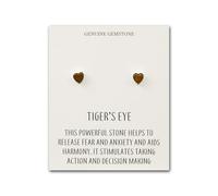 Philip Jones Tiger's Eye Heart Stud Earrings with Quote Card
