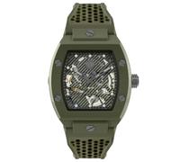 Philipp Plein The Skeleton ECOCERAMIC Men's Automatic Analogue Silicone Watch, Green - PWVBA0223, Bracelet