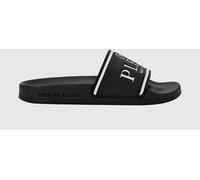 PHILIPP PLEIN Beachwear Rubber Slides with Contrasting Printed Logo - Size: 35 - male