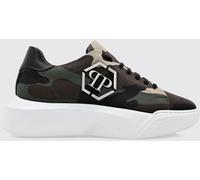 PHILIPP PLEIN Camouflage Cotton Low-Top Sneakers with Chunky Sole and Hexagon Logo - Size: 40 - male