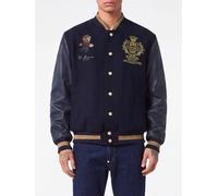 PHILIPP PLEIN College Shearling Bomber Jacket with Teddy Bear Embroidery and Contrast Trim - Size: XL - male