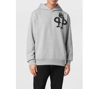 PHILIPP PLEIN Contrast Logo Cotton Hoodie with Kangaroo Pocket and Dropped Shoulders - Size: 3XL - male