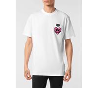 PHILIPP PLEIN Cotton T-Shirt with Contrasting Logo Patch and Dropped Shoulders - Size: 4XL - male