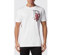 PHILIPP PLEIN Cotton T-shirt with Graphic Print and Contrast Back Logo - Size: XXL - male