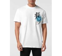 PHILIPP PLEIN Cotton T-Shirt with Graphic Print and Contrasting Logo - Size: 3XL - male