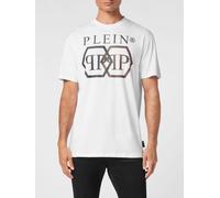 PHILIPP PLEIN Cotton T-Shirt with Hexagon Logo and Contrast Monogram Print - Size: S - male