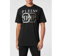 PHILIPP PLEIN Cotton T-Shirt with Hexagon Logo and Contrast Monogram Print - Size: XXL - male