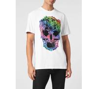 PHILIPP PLEIN Cotton T-Shirt with Skull Print and Applied Crystals - Size: XXL - male