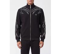 PHILIPP PLEIN Cotton Track Jacket Sweatshirt with Zip, Crystals and High Neck - Size: XL - male