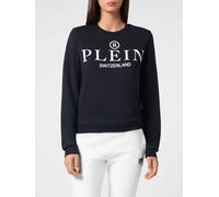 PHILIPP PLEIN Crewneck Cotton Sweatshirt with Contrast Logo Print - Size: XS - female