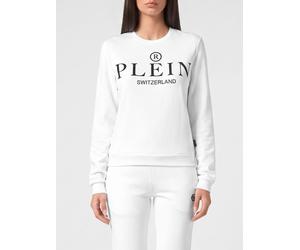 PHILIPP PLEIN Crewneck Cotton Sweatshirt with Contrast Logo Print - Size: XS - female