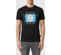 PHILIPP PLEIN Crewneck Cotton T-shirt with Contrasting Chest Logo - Size: L - male