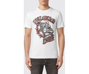 PHILIPP PLEIN Crewneck T-Shirt in White Cotton with Graphic Print and Logo - Size: 4XL - male