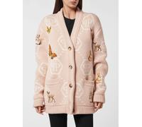 PHILIPP PLEIN Fairy Jacquard Monogram Wool Blend V-Neck Cardigan - Size: M - female