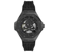 Philipp Plein Full $KELETON Royal Men's Automatic Silicone Analog Watch, Black/Black - Pwpfa0924, Lanyard