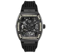 Philipp Plein Herren Uhr Analog Automatik $KELETON, Schwarz/Schwarz/Kristalle - Pwbaa1923, OS, Luxury