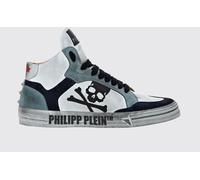 PHILIPP PLEIN High-Top Skull Sneakers in Leather and Suede with a Worn Effect - Size: 40 - male