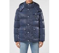 PHILIPP PLEIN Hooded Quilted Nylon Down Jacket with Patch Pockets and Logo - Size: XXL - male