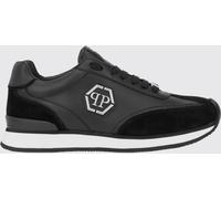 PHILIPP PLEIN Leather and Suede Low-Top Sneakers with Hexagon Logo and Monogram - Size: 45 - male