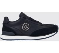 PHILIPP PLEIN Leather and Suede Low-Top Sneakers with Hexagon Logo and Monogram - Size: 46 - male