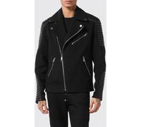 PHILIPP PLEIN Leather and Wool Biker Jacket with Lapels and Asymmetrical Zip - Size: XL - male