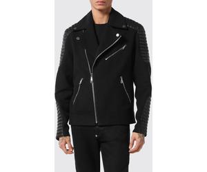 PHILIPP PLEIN Leather and Wool Biker Jacket with Lapels and Asymmetrical Zip - Size: XXL - male