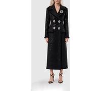 PHILIPP PLEIN Long Double-Breasted Tweed Coat with Sequin Embroidery - Size: XL - female