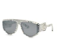 Philipp Plein Man Philipp Plein SPP093M PLEIN EGO 9YLX Sunglasses Acetate Ivory Grey Squared Normale Mirror