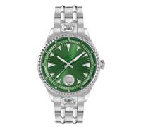 Plein Sport Men's Watch Analogue Quartz Lineman, Silver/Green/Steel - Ps5ba0624, Bracelet