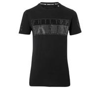 Philipp Plein Mens Bold Monotone Diamanté Logo Black T-Shirt Cotton - Size Medium