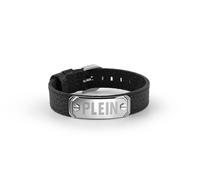 Philipp Plein Men's Bracelet Leather Stainless Steel Silver Double Tag PJ0AA11BU