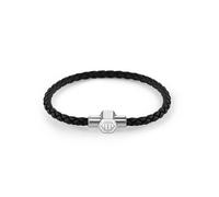 Philipp Plein Men's Bracelet Leather Stainless Steel Silver Enigma L PJOEA04BL