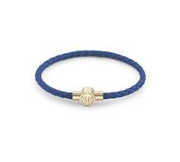 Philipp Plein Men's Bracelet Stainless Steel Gold Leather Blue Plein Tag PJ0AA20BL