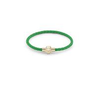 Philipp Plein Men's Bracelet Stainless Steel Gold Leather Green Plein Tag PJ0AA19BL