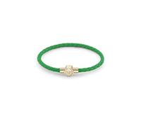 Philipp Plein Men's Bracelet Stainless Steel Gold Leather Green Plein Tag PJ0AA19BS