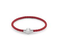 Philipp Plein Men's Bracelet Stainless Steel Silver Leather Red Plein Tag PJ0AA21BL