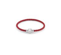 Philipp Plein Men's Bracelet Stainless Steel Silver Leather Red Plein Tag PJ0AA21BS