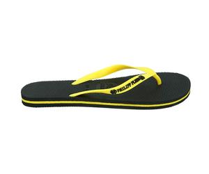 Philipp Plein Mens Brand Logo Black Yellow Flip Flops - Size UK 9