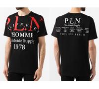 Philipp Plein Men's Cult Iconic Gold Cut Shirt Round Neck P.L.N. T-Shirt 3XL