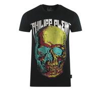 Philipp Plein Mens Large Multi Colour Skull Black T-Shirt Cotton - Size Small