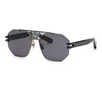 Philipp Plein Man SPP077V PLEIN ICON 0K59 Sunglasses Metal Grey Smoke Geometric Normal