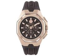 Philipp Plein Men's Watch Analogue Quartz Chrono Octagon Silicone, Rose Gold/Brown - Pwtba0223, Strap.