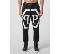 PHILIPP PLEIN Monogram Print Jersey Jogging Trousers with Hexagon Logo - Size: XXL - male