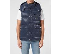 PHILIPP PLEIN Padded Gilet in Quilted Technical Fabric with Hood and Pockets - Size: L - male