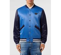 PHILIPP PLEIN Padded Satin Varsity-Style Bomber Jacket with Button Closure - Size: 3XL - male