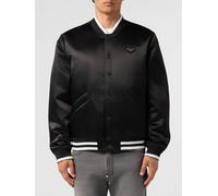 PHILIPP PLEIN Padded Satin Varsity-Style Bomber Jacket with Button Closure - Size: 4XL - male