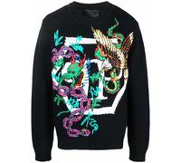Philipp Plein patterned intarsia-knit jumper - Black XL