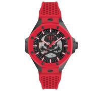 Philipp Plein Plein $KELETON Royal Men's Watch Analogue Automatic Silicone, Black/Red - Pwpfa0524